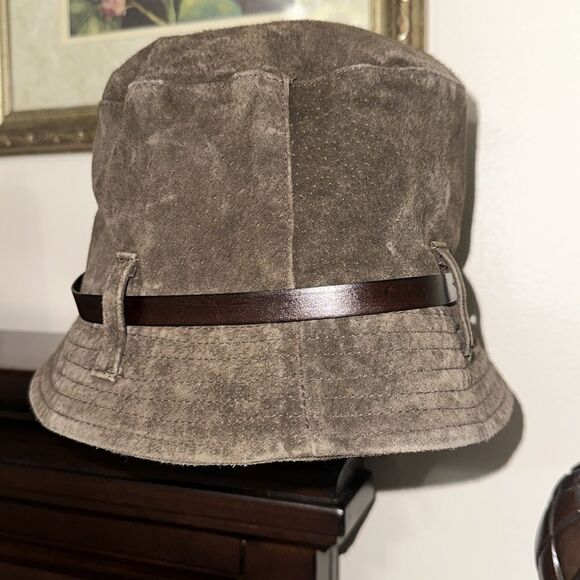 FILIPPO CATARZI VINTAGE CHOCOLATE BROWN SUEDE BUCKET HAT - Picture 4 of 8